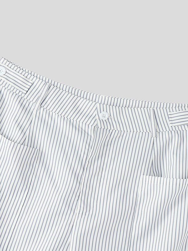 Mens Striped Wide-Leg Casual Pant SKUL07796