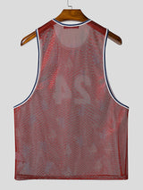 Men's Number Print Sheer Mesh Tank SKUL15093