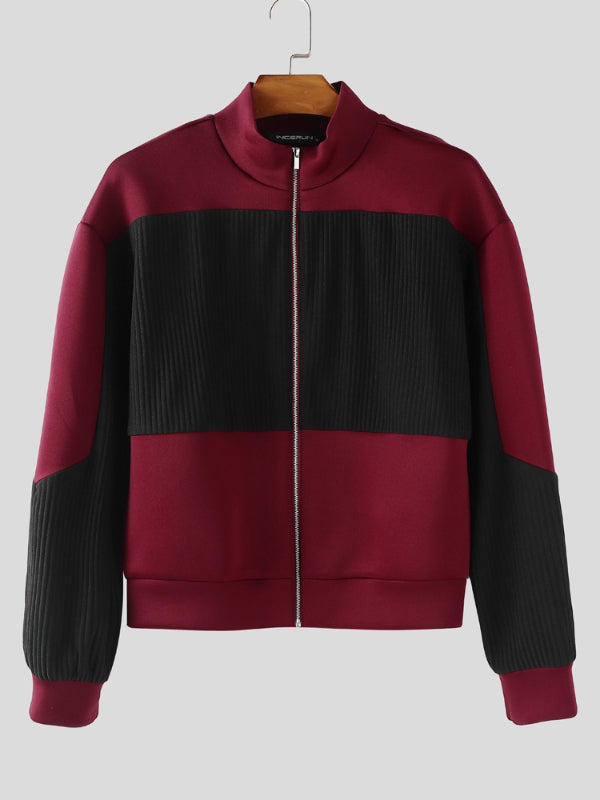 Men's Colorblock Cropped Long Sleeve Jacket SKUL25723