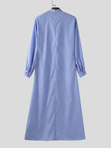 Men's Stripe Stand Collar Long Sleeve Shirt SKUL34218