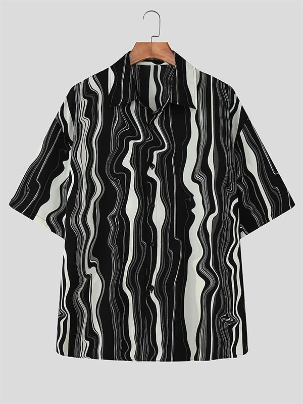 Mens Wavy Striped Short Sleeve Shirt SKUL22415