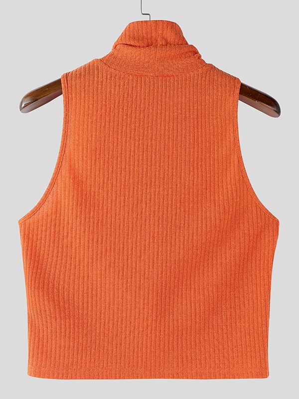 Men's Knit Textured Hollow Cropped Tank SKUL52631