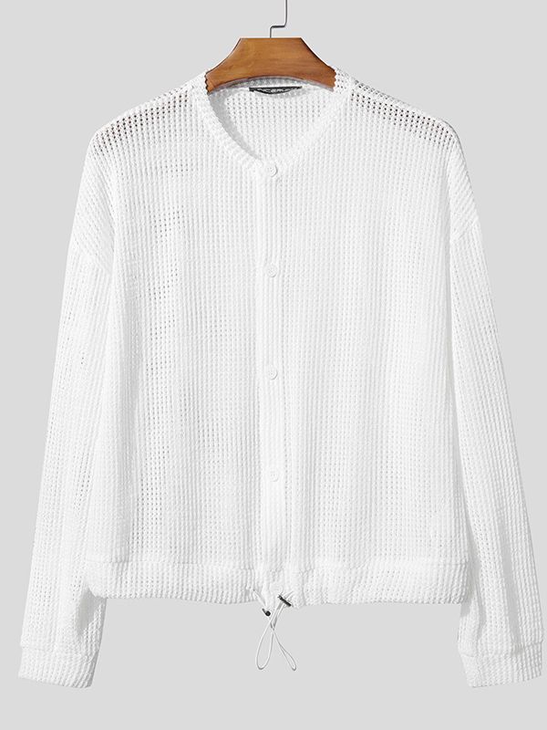 Men's Hollow Mesh Long Sleeve Shirt SKUL40091