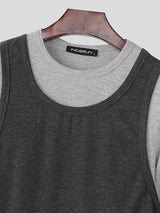 Men's Faux Two Piece Design Long Sleeve T-Shirt SKUL44943