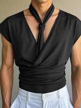 Mens Tie-Neck Halter V-Neck Tank SKUL08481