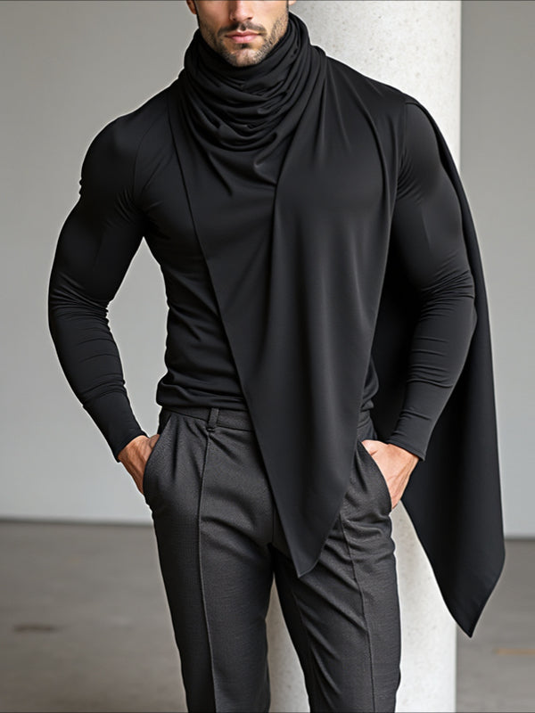 Men's Solid Color Knit Turtleneck Long Sleeve T-Shirt SKUL32883