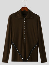 Mens Solid Color Slim Fit Casual Long Sleeve Shirt SKUK99915