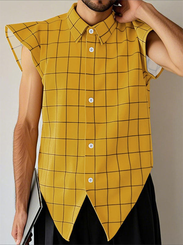Men's Plaid Casual Sleeveless Shirt SKUL21346