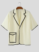 Mens Bold Stripe Contrast Color Short Sleeve Blazer SKUL16901