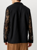 Mens Lace Print Sheer Long-Sleeve Blazer SKUK81536