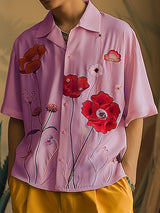 Mens Fashion Floral Print Short Sleeve Shirt SKUK60636