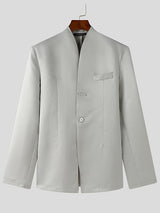 Mens Minimalist Solid Color Long Sleeve Blazer SKUK79474