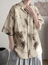 Mens New Chinese Style Bamboo Print Shirt SKUK58198