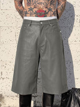 Men's Y2K Avant-Garde Baggy Faux Leather Short SKUL78972