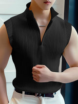 Mens Solid Knit Textured Notched Neck Vest SKUK64843