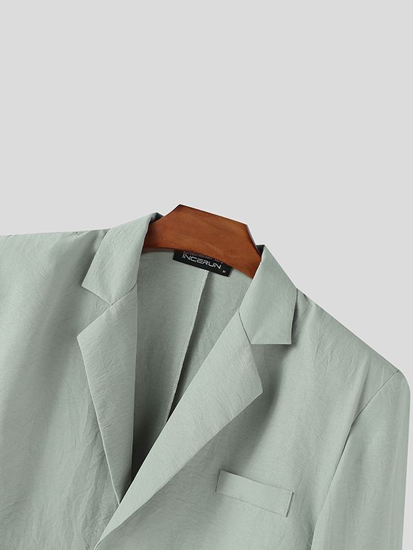 Men's Solid Color Textured Two Pieces Outfit SKUL48748