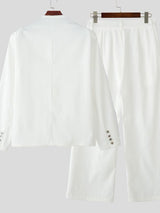 Men's Solid Color Casual Loose Two Pieces Outfit SKUL30816