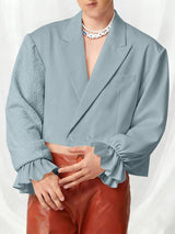 Men's Solid Color Plush Long Sleeve Blazer SKUL46255