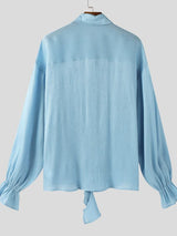 Men's Pleated Textured Ruffle Long Sleeve Shirt SKUL37174