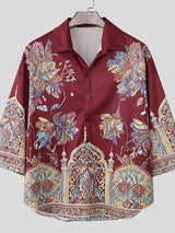 Men's Colorful Print 3/4 Length Sleeve Shirt SKUL49991