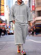 Men's Urban Streetwear City Walk Contrast Piping Two Pieces Outfit SKUL83948