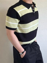 Mens Striped Knit Short Sleeve Shirt SKUK68827