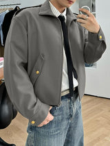 Men's Solid Color Loose Long Sleeve Jacket SKUL42537