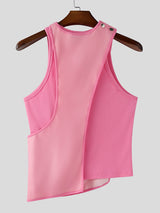 Men's Faux Leather Patchwork Casual Tank SKUL24928