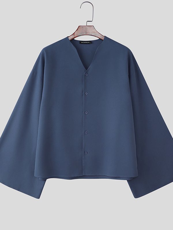 Men's Solid Color Casual Long Sleeve Shirt SKUL47874