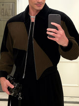 Men's Colorblock Corduroy Long Sleeve Jacket SKUL30494