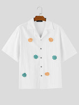 Men's 3D Floral Patchwork Sheer Short Sleeve Shirt SKUL15198