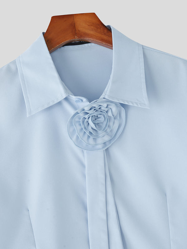 Mens 3D Floral Tie Casual Short Sleeve Shirt SKUL12752