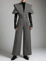 Men's Deconstructed Padded Shoulder Short Sleeve Jumpsuit SKUL47945