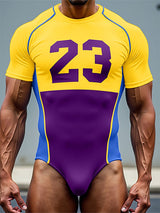 Men's Number Print Colorblock Bodysuit SKUL19005