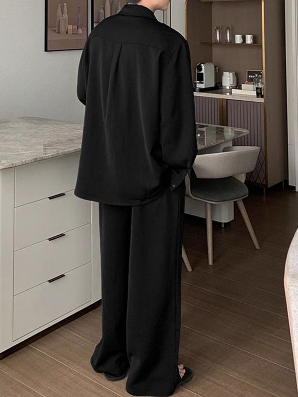 Men's Solid Texture Casual Two Pieces Outfit SKUL30432