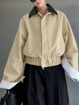 Men's Oversized Cuff Plaid Long Sleeve Jacket SKUL34030