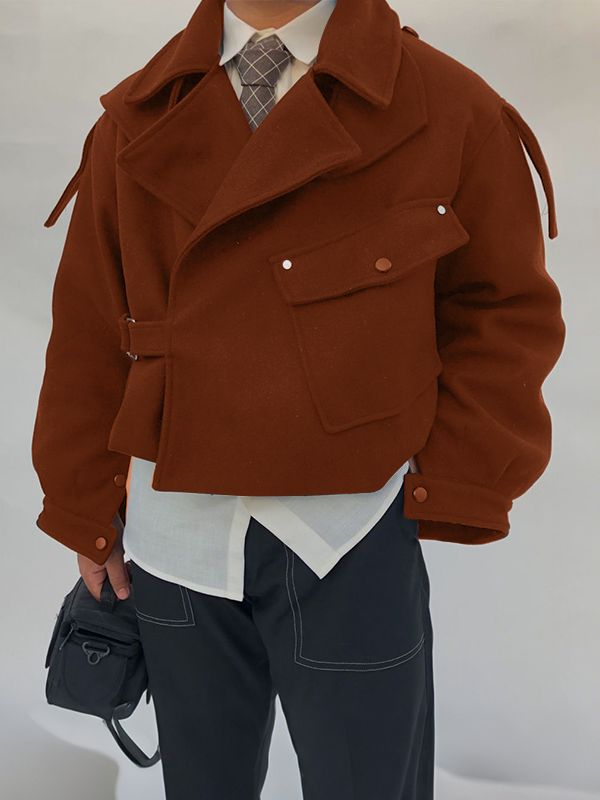 Men's Solid Casual Cropped Long Sleeve Jacket SKUL30423