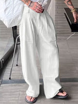 Mens Solid Color Loose Textured Casual Pant SKUL15603