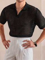 Men's Solid Color Sheer Mesh Short Sleeve T-Shirt SKUL17025