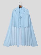 Men's Avant-Garde Runway Cropped Long Sheer Cape Waistcoat SKUL56322