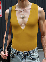 Mens Solid Color Textured Stripe Casual Tank SKUL16966