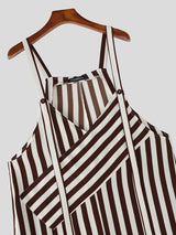 Men's Striped Contrast Color Casual Jumpsuit SKUL59515
