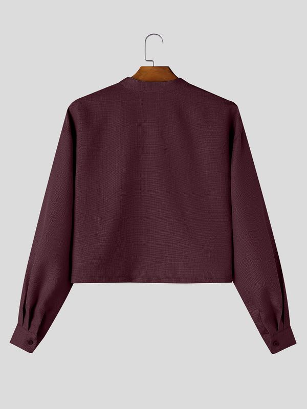 Men's Zen Minimalist Art Exhibition 3D Rose Flower Deep V-Neck Shirt SKUL85401