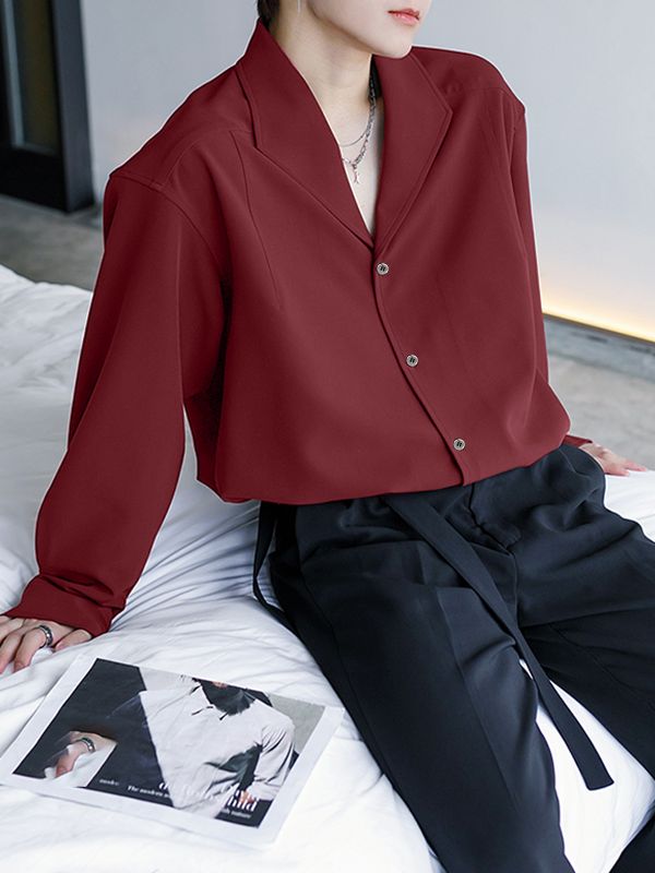 Men's Solid Casual Long Sleeve Shirt SKUL35298