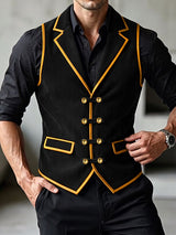 Men's Retro Aristocratic Contrast Trim Lapel Waistcoat SKUL76463