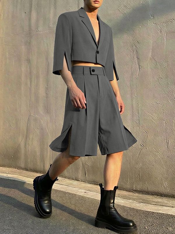 Men's Small Slit Design Casual Two Pieces Outfit SKUL54054