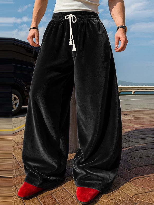 Men's Solid Color Velvet Casual Pant SKUL37680