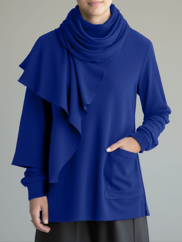 Men's Solid Scarf Neck Long Sleeve T-Shirt SKUL28489