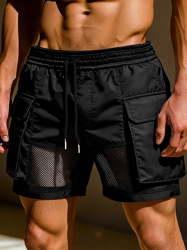 Men's Avant-Garde Mesh-Paneled Cargo Utility Short SKUL63140