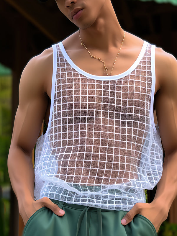 Mens Mesh See Through Sleeveless Vest SKUK40544